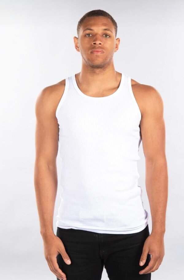 Ribbed Tank Top 100% Cotton White