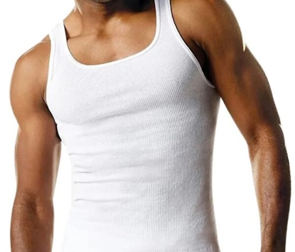 Ribbed Tank Top 100% Cotton White - Image 2