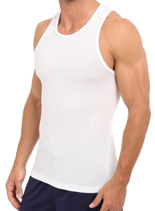 Ribbed Tank Top 100% Cotton White - Image 3