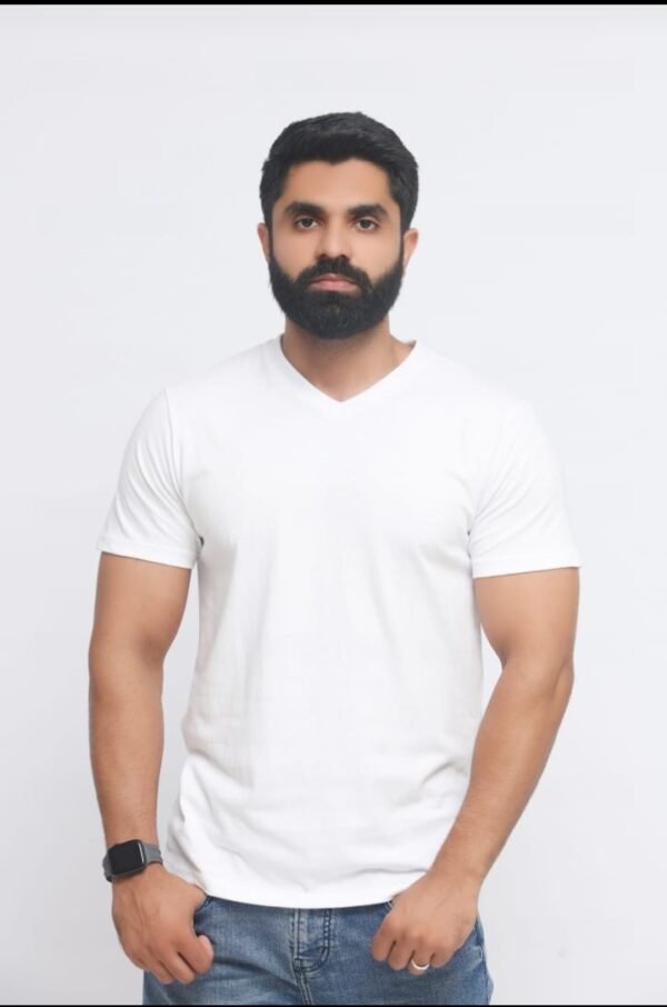 Premium Cotton/Lycra T-Shirt (V-Neck) - Image 2