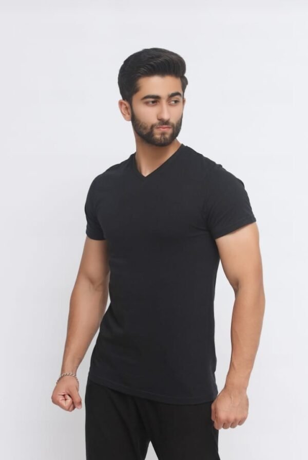 Premium Cotton/Lycra T-Shirt (V-Neck) - Image 3